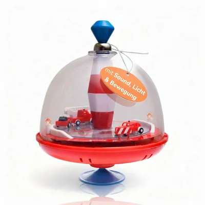 Produktbild von alldoro 68030 Feuerwehr Panoramakreisel Ø 19 cm Pumpkreisel mit Sound Feuerwehrauto