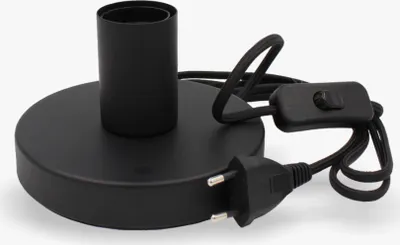 Produktbild von Tischleuchte Lampe Ø14cm - Fassung E27 max. 40W, Textilkabel mit Kabelschalter An/Aus | Schwarz