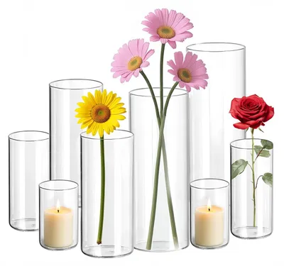 Produktbild von Omgoods – Set aus 8 Glas-Mini-Vasen zur Tischdekoration