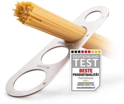 Produktbild von Spaghettimaß für Pasta (Spaghetti)  Nudel Portionierer für bis zu 4 Personen  Einfache Abmessung der der Nudelmenge  Spaghettiportionierer aus hochwertigem Edelstahl