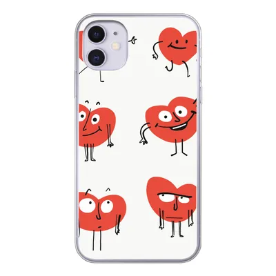 Produktbild von MuchoWow® Handyhülle Schutzhülle Hülle für iPhone 11 Eine Illustration von neun Herzen mit Emotionen Silikon Softcase Handy Hülle - Handytasche