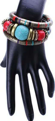 Produktbild von Bohemian-Armband für Damen und Mädchen, mehrschichtig, türkisfarbene Perlen, Schmuck, Geschenk