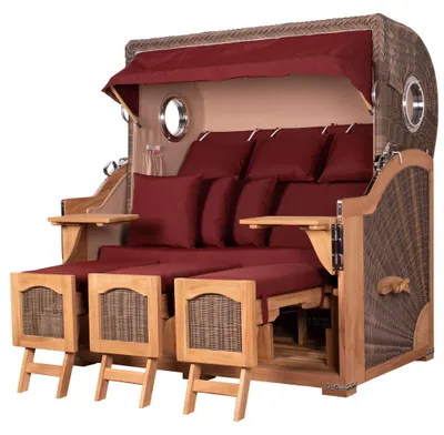 Produktbild von Strandkorb-Set - bene living - Ammersee Grande XXL Teak - PE grau - Modell 550 - inkl. Liftersystem