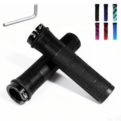 Produktbild von Fahrradgriffe 22mm Universal Ergonomisch Rutschfest Gummi mit Lock Design Schwarz
