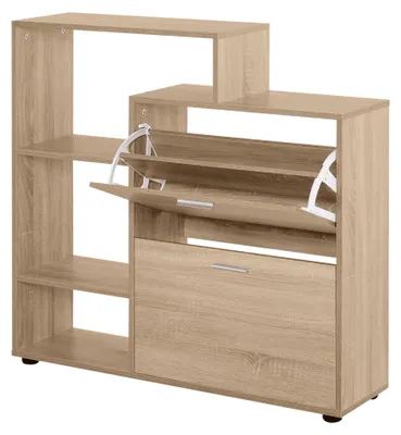 Produktbild von Schuhregal aus Holz mit Ablagen und F?chern, Schuhschrank fš¹r den Eingangsbereich, 101,5 x 25,5 x 98 cm