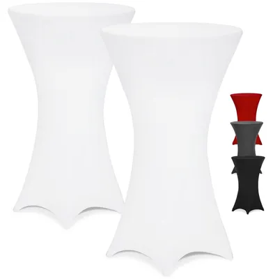 Immagine prodotto di DETEX® 2x Copritavolo da Bar Vari Colori Lavabile Rivestimento per Tavoli Alti Bistrò Elastico (Ø 60-65cm, Bianco)