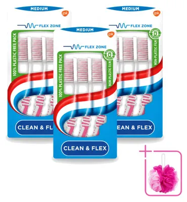 Produktbild von 3 x Aquafresh Clean & Flex Tandenborstel Medium - Sparpackung - 3 Stücke