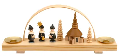 Produktbild von Schwibbogen Kurrende und Kirche bunt BxHxT 27x10x5,5cm NEU