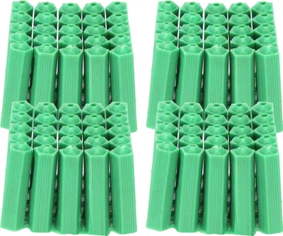 Image de 100 pièces de douilles à expansion M6, chevilles murales en plastique, accessoires de fixation pour douilles à expansion, vert