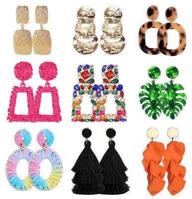 Immagine prodotto di Orecchini a clip a forma di goccia, 9 paia, leggeri, geometrici, per donna