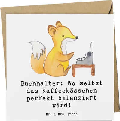 Produktbild von Mr. & Mrs. Panda Grußkarte Buchhalter Balance - Weiß - Geschenk, doppelkarte, faltkarte, Berufsgestaltung, Berufsleben, Beruf, Klappkarte, Glückwunschkarte, anlasskarte