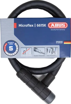Zdjęcie produktu dla Pancerny zamek kablowy ABUS Steel-O-Flex Microflex 6615K - z uchwytem SCMU - zamek kablowy wykonany z linki stalowej z pancerzem wykonanym ze stalowych tulei - poziom bezpieczeństwa ABUS 5 - 85 cm