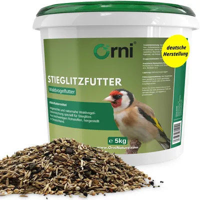 Produktbild von Orni Stieglitz Super 5kg | Schmackhaftes ganzjähriges Wildvogelfutter für Stieglitze | Mit wertvoller Saatenmischung