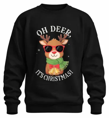 Immagine prodotto di Oh Deer It's Christmas Rudolph Sunglasses Scarf Bells Funny Unisex Sweatshirt Pullover, Nero, M