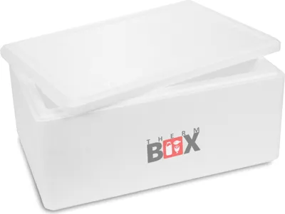 Produktbild von THERM-BOX Styroporbox 38W Innen: 53x33x21cm Wand: 3cm Volumen: 38L Isolierbox Kühlbox Warmhaltebox Wiederverwendbar