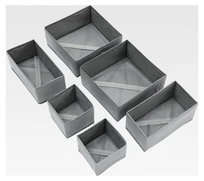 Produktbild von 6 Stück Faltbare Aufbewahrungsbox für Unterwäsche und Socken Grau Schrank Organizer für Schubladen