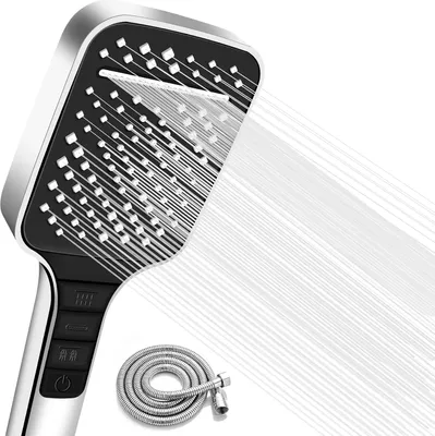 Produktbild von Duschkopf mit Schlauch, Hochdruck Duschbrause 7 Strahlarten Shower Head Einhand Einstellung Handbrause Dusche Regendusche Brausekopf Dusche Duschkopf