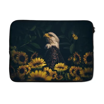 Produktbild von MuchoWow® Laptop Hülle 13 Zoll Adler - Gelb - Blumen - Botanisch Laptoptasche - Laptophülle - Sleeve - Rundumschutz