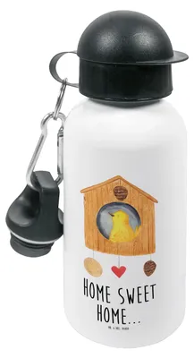 Produktbild von Mr. & Mrs. Panda Trinkflasche Vogelhaus Home - Weiß - Geschenk, Getränkeflasche, Umzug, Wasserflasche, Sportflasche, Lustige Sprüche, Kinder, für den Kindergarten, Sweet
