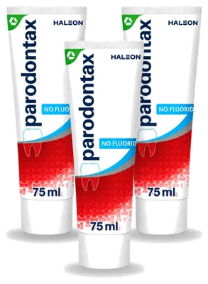 Imagen del producto de 3 tubos de pasta dental Parodontax sin flúor - 75 ml - Paquete económico - 3 unidades