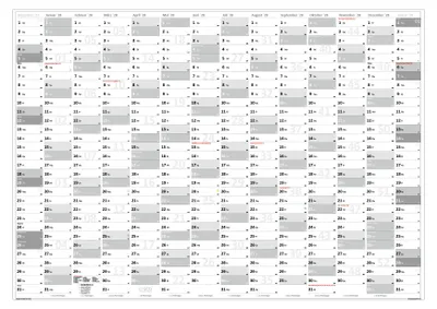 Produktbild von Gerollt XL Wandkalender Wandplaner 2028 (grau2) - DIN A1 Format mit 14 Monaten Feiertage aller Bundesländer