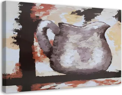 Produktbild von Leinwandbild tonkrug - handbemalt 60x40 cm Feeby braun wandbild bereit zum aufhängen