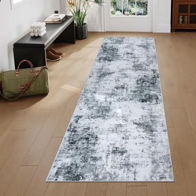 Läuferteppich 65x240 cm, waschbar, abstrakt, Kurzflor, für Flur und Küche