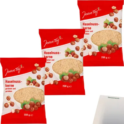 Produktbild von Jeden Tag Haselnusskerne gerieben 3er Pack (3x200g Packung) + usy Block