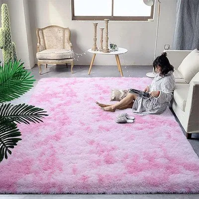 Productafbeelding van Famanu vloerkleed, pluizig - 120x160 cm - 100% polyester - roze