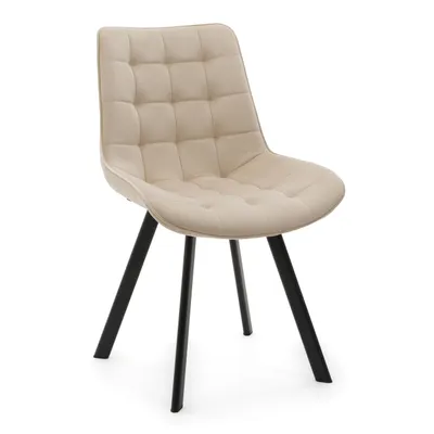 Produktbild von NEW HOME Stuhl TORI Esszimmerstuhl gepolsterter Wohnzimmerstuhl mit Steppung - beige - moderne Samt Velour Möbel