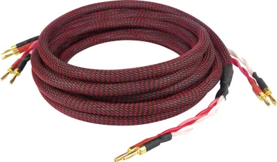 Produktbild von Dynavox Perfect Sound Lautsprecherkabel, Paar, Flexibles High-End Lautspecher-Kabel mit hochwertigen Bananensteckern, konfektioniert, Farbe schwarz/rot, Länge 3 m