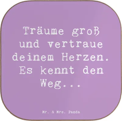 Produktbild von Mr. & Mrs. Panda Tassen Untersetzer Spruch Herzen Vertrauen - Lavendeltraum - Geschenk, gläseruntersetzer, Coaster, in eigene Fähigkeiten, Tasse, Zuversicht, Lebensfreude