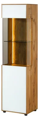 Produktbild von MASSIVMOEBEL24.DE Vitrine Wildeiche 45x38x168 natur geölt / Glas weiß WIEN #130