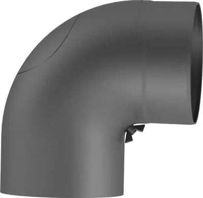 Produktbild von Ø 150 mm Ofenrohr Bogen 90° gezogen - mit Tür - gussgrau