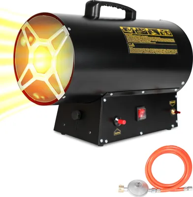 Produktbild von Jayseuw 30kW Gasheizgebläse Gasheizer Heizkanone Heizgerät Gasheizstrahler Bauheizer Gas heizstrahler Heißluftgenerator inkl. Gasschlauch & Druckminderer Heizgebläse für handelsübliche Gasflaschen