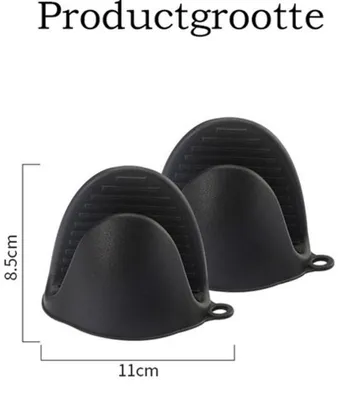Hitzebeständige Topflappen für die Küche - Schwarze Ofenhandschuhe für Heißluftfritteuse, Kochen, Backen und Grillen