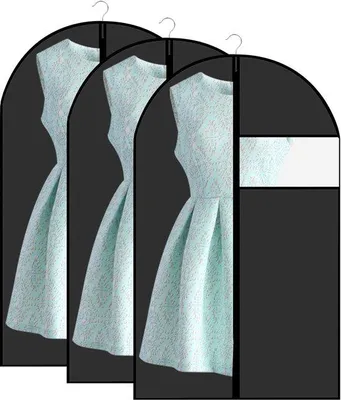 Produktbild von Ibenzoa® Kleidersack zur Aufbewahrung von Kleidern, Mänteln, Hemden und Abendgarderobe – 60 x 100 cm, reißfestes PEVA, Sichtfenster, schwarzer Reißverschluss