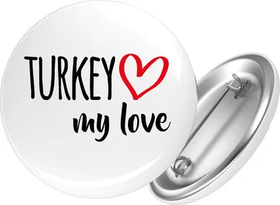 Produktbild von Huuraa Button Turkey my love 59mm rund mit Sicherheitsnadel Ansteckbutton Geschenkidee