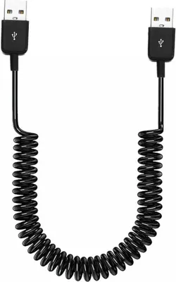 Produktbild von USB 2.0 Kabel 90 cm Typ A Stecker zu Stecker Spirale ausziehbar in Schwarz | System-S
