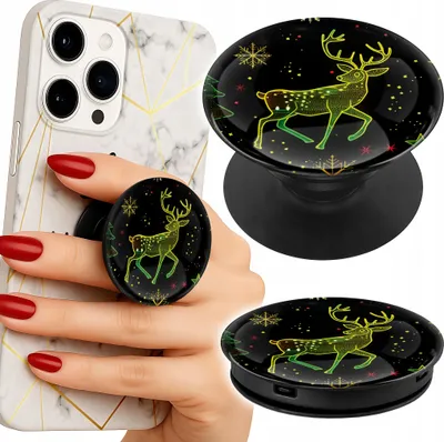 Produktbild von Handyhalter Popsocket Fingerhalter / Stander - RENIFER, PŁATEK ŚNIEGU CHOINKA