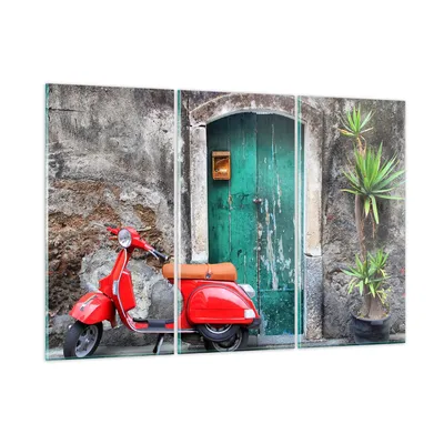 Produktbild von Bilder auf glas - Scooter transport italien retro - 165x110cm - Glasbilder - Wandbilder - Kunstdruck - Wanddekoration aus Glas - Glas Bilder - Wandbild auf Glas - GCE165x110-2571