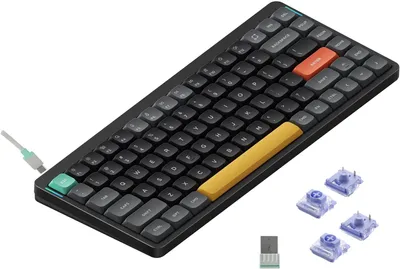 Produktbild von Nuphy Air75 v2 Kabellose Mechanische Tastatur QMK/VIA, QWERTY US, 75% Low Profile Bluetooth / 2.4GHz Basalt Black, Switch Wisteria