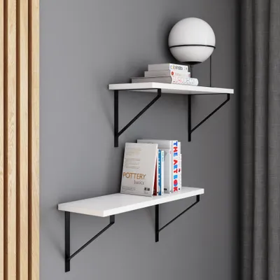 Obrázek produktu pro AKKE Bílá závěsná police GINO-II moderní LOFT-style DxŠ: 80x20 cm