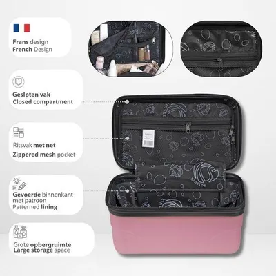 Produktbild von KINSTON Set aus 2 großen Kosmetiktaschen – Hartschalen-Kosmetiktaschen – Kosmetiktaschen für die Reise, mit Tragegriff, Reiseorganizer, großer Fassungsvermögen, Rosa, Standardmodell, Neu
