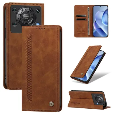 Produktbild von Handyhülle für Oukitel C60, Leder Wallet Klapphülle mit Standfunktion, Stoßfeste Schutzhülle Braun