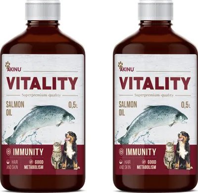 Obrázek produktu pro Akinu VITALITY Lososový olej doplněk stravy pro psy a kočky 2 x 500 ml