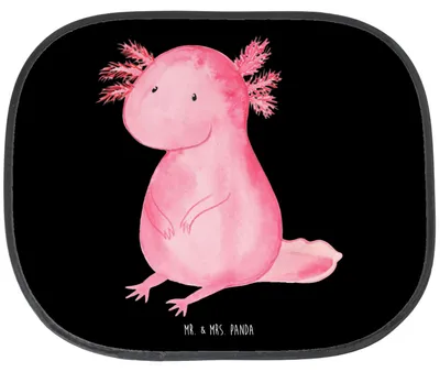 Produktbild von Mr. & Mrs. Panda Sonnenschutz Auto Axolotl Niedlich - Schwarz - Geschenk, Fröhlich, für, Freundin, Weisheit, Lebensweisheit, Liebe, Seitlicher, Sonnenblende, Fürs