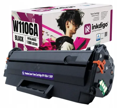 Produktbild von Inkdigo Toner W1106A für HP Laser 107a, 107r, 107w, MFP135a – Schwarz, 1000 Seiten,