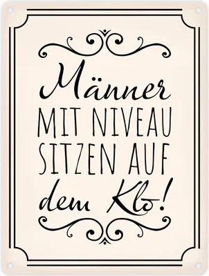 Produktbild von Männer mit Niveau sitzen auf dem Klo Metallschild in 15x20 cm in beige für die