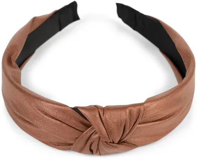 Produktbild von styleBREAKER Damen Haarreif mit Knoten in Kunstleder Optik | breiter Haarreifen gepolstert für Alltag & Party | flexibler Kopfschmuck Retro Vintage Style